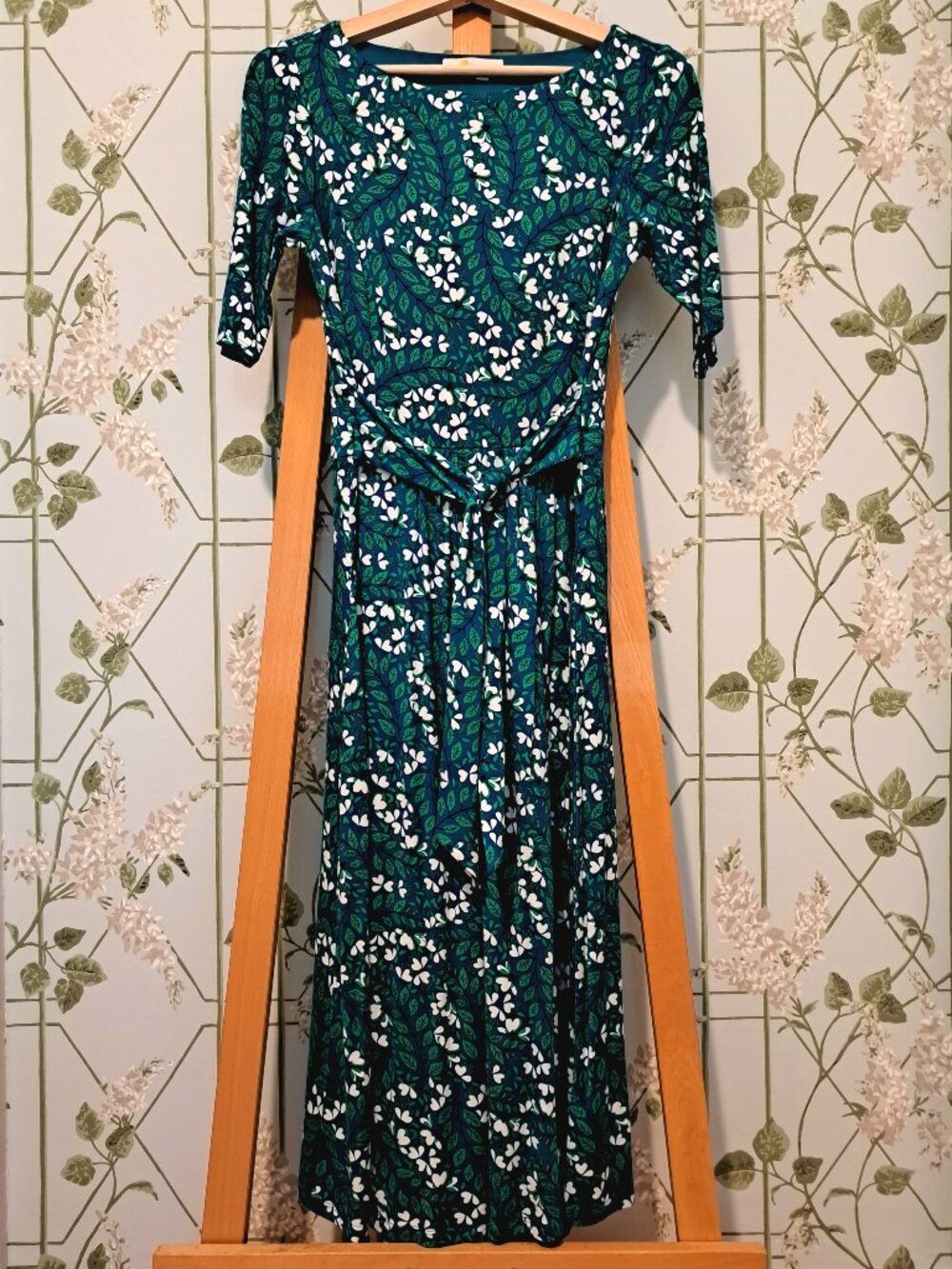 Boden Office Dress in Green, Teal and White Floral